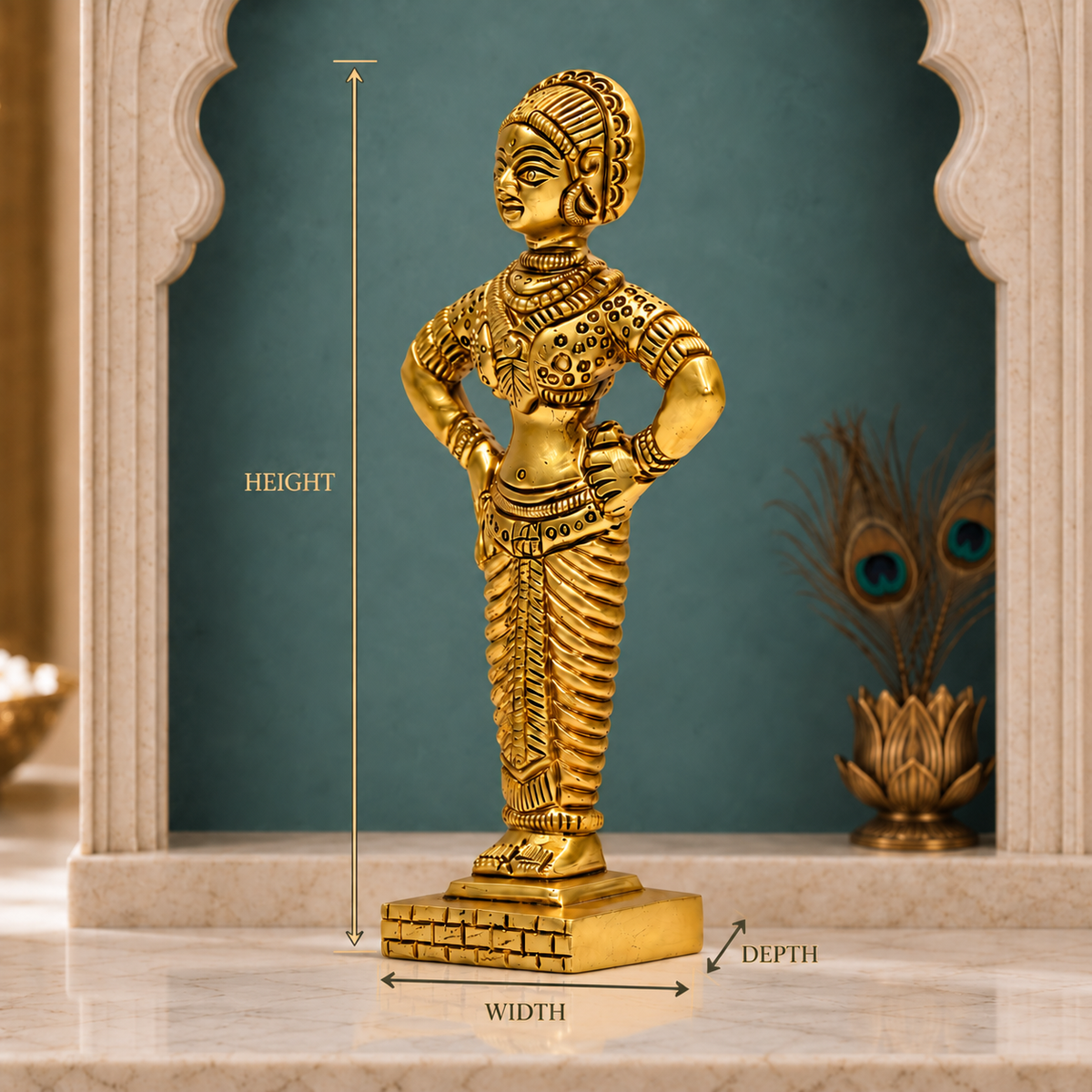 Panduranga Vitthal Murti | Traditional Golden Religious Statue with Antique Finish