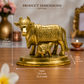 Kamadhenu Detailed WorkCow and Calf Showpiece | Polished Brass Finish