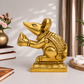 Mushak Raj Holding Modak Idol | Polished Golden Brass Finish