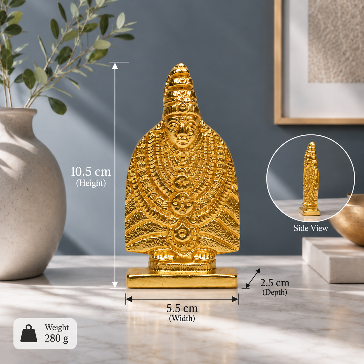 Lord Venkateswara (Tirupati Balaji) Showpiece | Polished Brass Finish