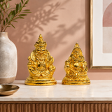 Brass Kubera Lakshmi Idol Set | Lord Kubera & Goddess Lakshmi Murti