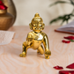 Bal Krishna Laddu Gopal Crawling Idol | Polished Golden Brass Finish