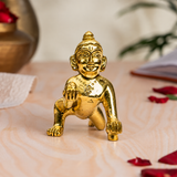 Bal Krishna Laddu Gopal Crawling Idol | Polished Golden Brass Finish