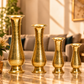 Engraved Long-Neck Brass Flower Vase Set of 4 | Antique Golden Finish