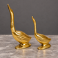 Decorative Long-Neck Bird Figurine Set of 3 | Polished Golden Brass Finish