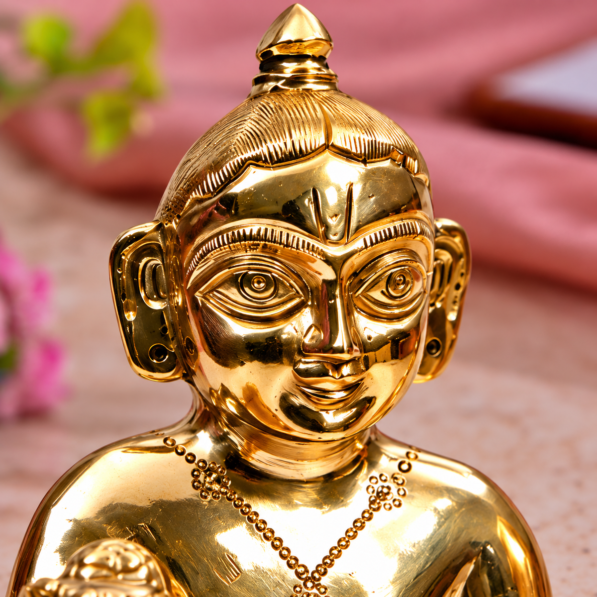 Set of 2 Bal Krishna Crawling Idols | Polished Golden Brass Finish