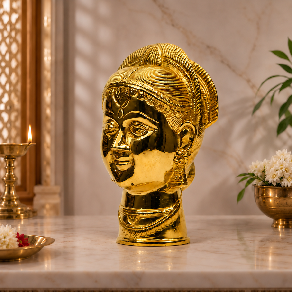 Devi Mata Face Idol with Ornamental Crown