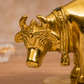 Gau Mata with Nursing Calf Idol | Polished Golden Brass Finish