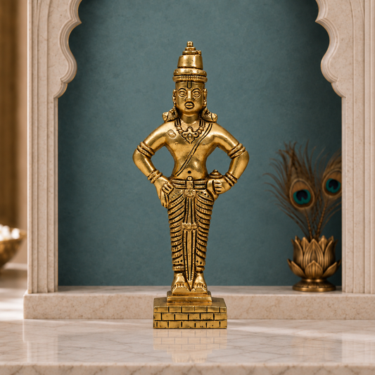 Lord Vitthal Standing Idol | Antique Golden Brass Finish