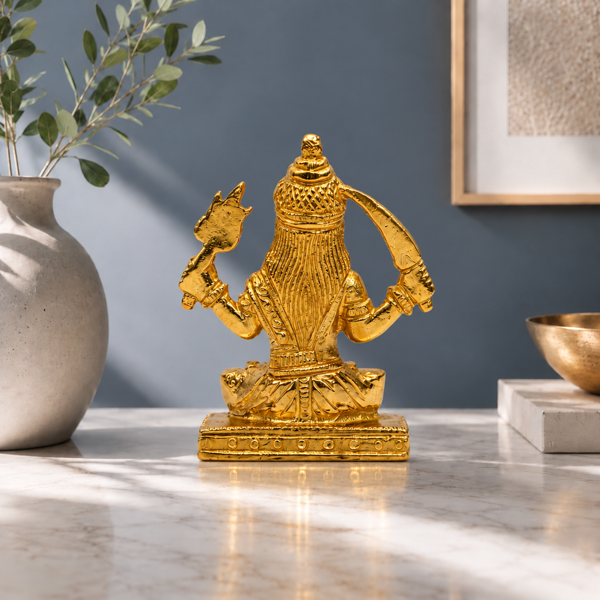 Lord Khandoba Maharaj Idol | Polished Golden Brass Finish