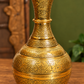 Traditional Long-Neck Engraved Brass Vase | Antique Golden Finish