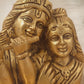 Radha Krishna Face Idol with Flute | Antique Brass Finish