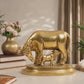 Gau Mata Feeding Calf Idol | Polished Golden Brass Finish