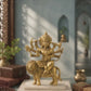 Goddess Durga Seated on Lion Idol | Antique Golden Brass Finish