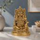 Lord Kubera Seated Idol | Polished Golden Brass Finish