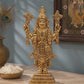 Lord Vishnu Idol with Shankha and Chakra | Antique Golden Brass Finish