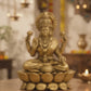 Goddess Lakshmi Seated on Lotus Idol | Antique Golden Brass Finish