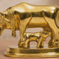 Gau Mata with Nursing Calf Idol | Polished Golden Brass Finish