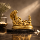 Lord Vishnu Reclining on Sheshnag with Goddess Lakshmi Idol | Antique Golden Brass Finish