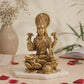 Goddess Lakshmi on Lotus with Kalash Idol | Antique Brass Finish
