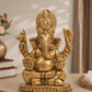 Lord Ganesha Seated Idol | Antique Golden Brass Finish