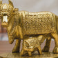 Kamadhenu Detailed WorkCow and Calf Showpiece | Polished Brass Finish