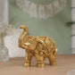 Decorative Elephant with Raised Trunk Showpiece | Polished Golden Brass Finish